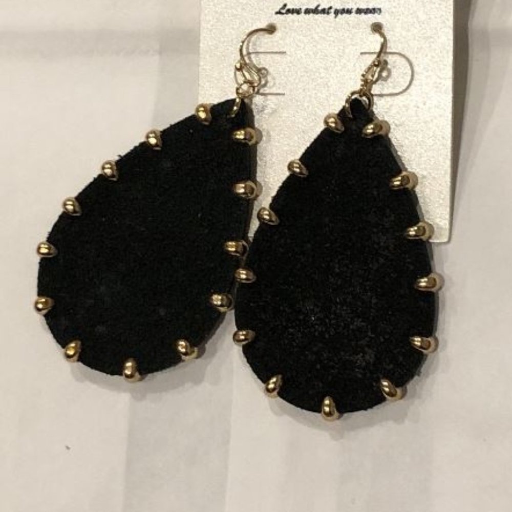 Black & Gold Accent Teardrop Earrings
